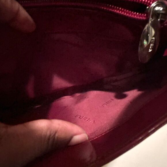 Furla Patent Leather Shoulder Bag Purse Red Buckle Strap Fall Winter Statement - Picture 9 of 15